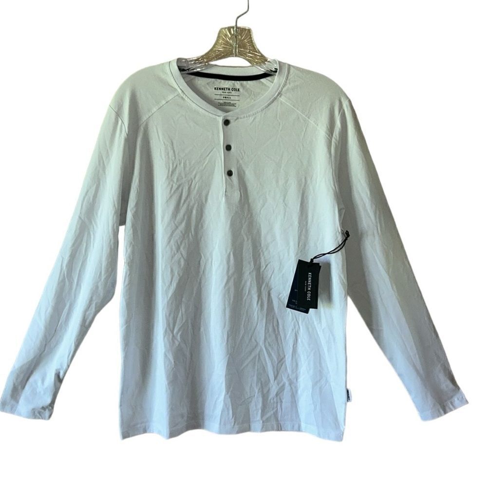 NEW Kenneth Cole Mens White Slim Fit Lightweight Knit Shirt